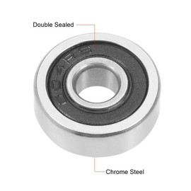 TOP-VIGOR 10Pcs 604-2RS Deep Groove Ball Bearings, Z1 4mm x 12mm x 4mm Double Sealed Industrial Bearings, Chrome Steel Skateboard Bearings for Electrical Instrument Equipment