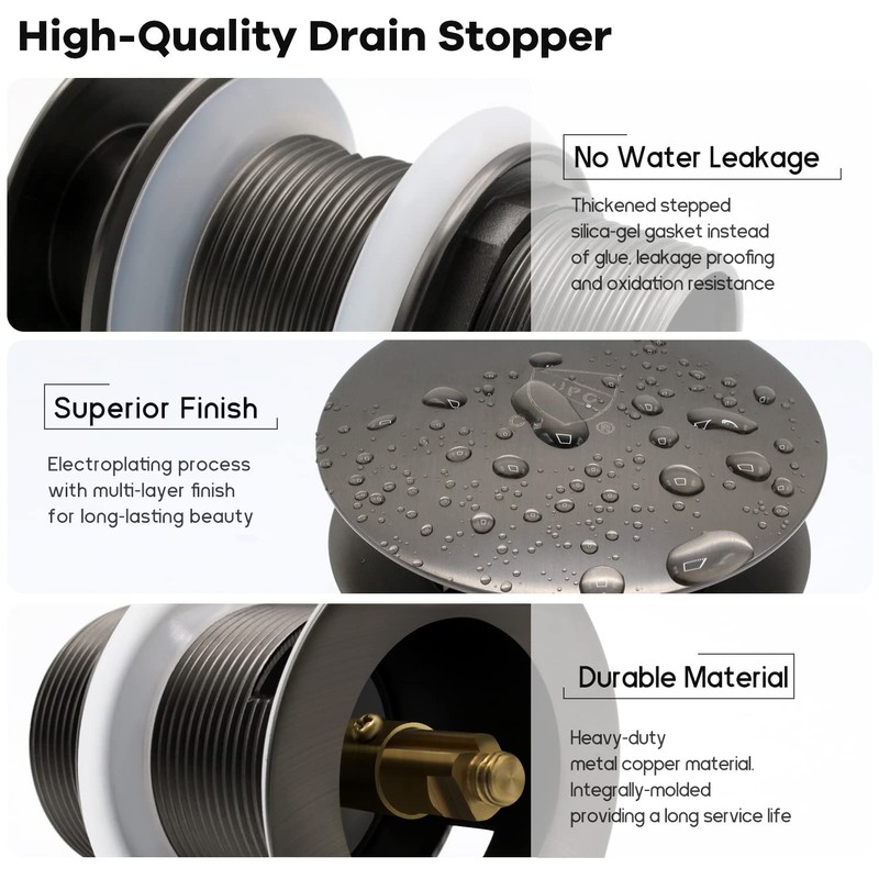 FerdY Pop-up Drain for Freestanding Bathtub, Space Gray, cUPC Certification,