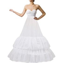 MeiLiMiYu Full Shape Hoop Skirt 2 Ruffles Layers Ball Gown Petticoat Underskirt Slip for Wedding Dress (White)