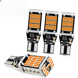 Sumjig 4 PCS T15 Car LED Brake Light, 1.57In x 0.59In 4014 45SMD Canbus Decoded Stepless High Brightness Reversing Light, 360 Degree Lighting Accessories, Suitable for Most Cars (Yellow)