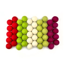 Wildflower by hu hands Christmas Wool Felt Balls | Green, Red and White Colors for Craft, DIY Garland, Mantle, Essential Oils, Pom Cat Toys | 50 Handmade Pompoms | .8-1 Inch | Muslin Bag