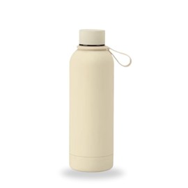 Insulated Water Bottle -17 oz Stainless Steel Rubber Coated Double Wall Water Bottles - Water Thermos Leakproof Lightweight,BPA Free - Gym Water Bottle (Beige)