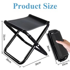 Portable Folding Stool, Camping Chair, Fishing Chair Outdoor Gear for Picnic, Travel and Home Use (Black)