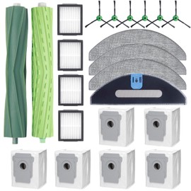 Replacement Parts for iRobot Roomba Combo i5, i5+j5, j5+ Vacuum Accessories Kit, 2 Rubber Brushes, 4 Hepa Filters 4 Mop Pads 6 Side Brush 6 Dust Bags