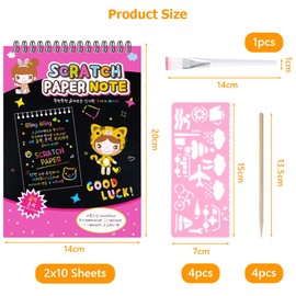 OFFCUP Scratch Art for Kids, 2 Rainbow Paper Books, Magic Rainbow Scratch Art with 4 Pens 4 Painting Pattern Kids Arts, Brush and Crafts for Ages 4-12 Boys Girls Birthday (14 * 20cm)