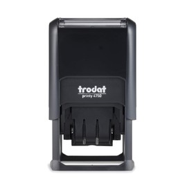 Trodat Printy 4750 Dater Stamp with English Phrase CHECKED - Self Inking, Red Ink Date and Blue Text black,Small