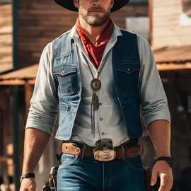 AOZUO Pack of 2 Bolo Tie, Western Cowboy and Cowgirl Tie Vintage Leather Tie Handmade Hat Feather Necklace Pendant for Men Women, brown