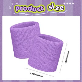 Bememo 12 Pack Wrist Sweatbands Sports Wristbands Tennis Sweatbands for Men and Women Absorbent Cotton Wristband for Working Out, Football, Basketball, Sports(2.36 Inch,Purple)