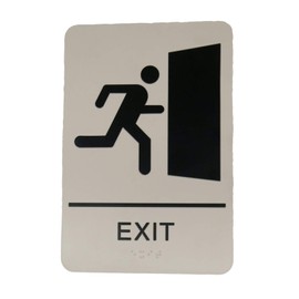 Exit ADA Compliant Restroom Sign - Includes Adhesive Tape and Instructions (1 Sign, Taupe)