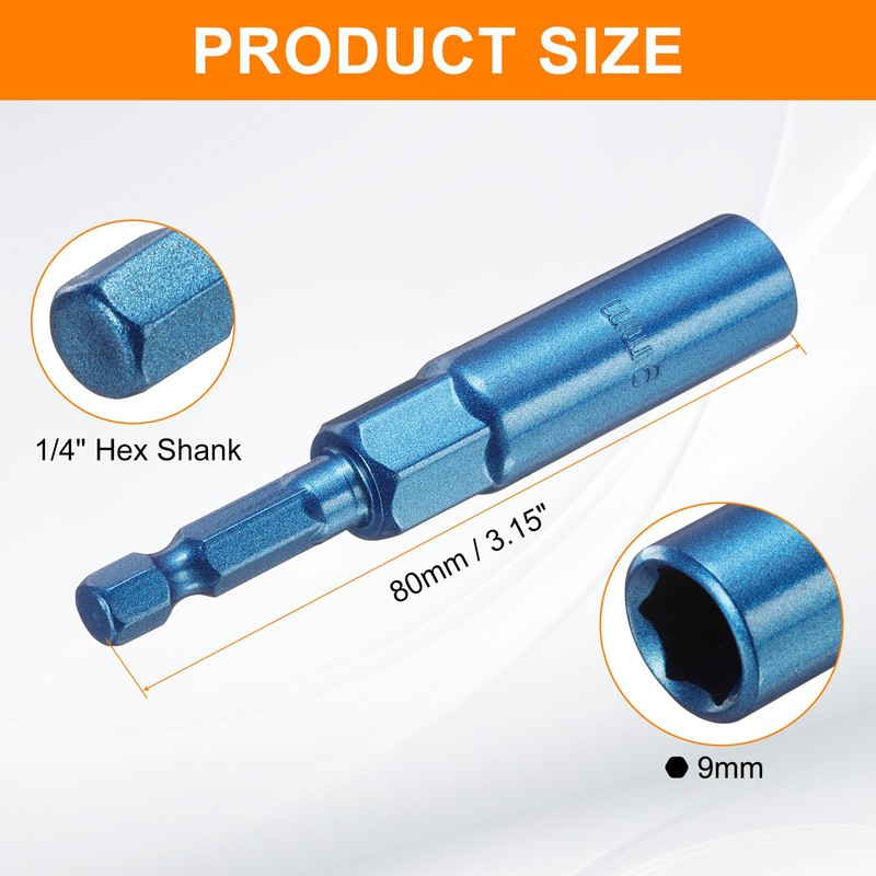 sourcing map Nut Driver 9mm Hex Drive Socket CR-V Steel