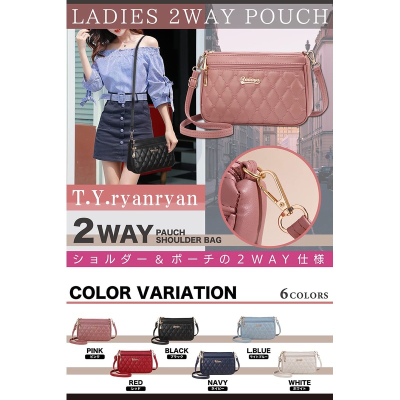 [T.Y.ryanryan] Women's Pouch Shoulder Bag Cross-Body Heart Embroidery PU, white
