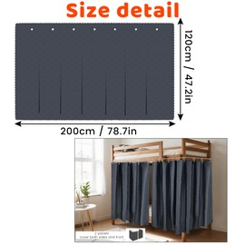 Hoce Bunk Bed Curtain Bunk Bed Curtains Drapes Privacy Dorm Bed Canopy for Bottom Twin, 2 Panels