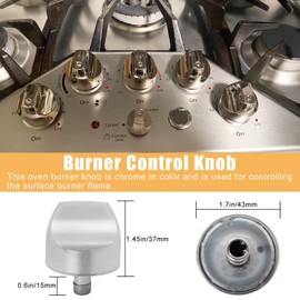 Suifaqi 5Pcs WB03X25889 for GE Cafe Range Burner Control Knob for CGP650SET3SS, CGP650SET4SS, Replace WB03T10329, WB03X25889, 4920893, GEHWB03X25889, WB03X32194,Stainless Steel