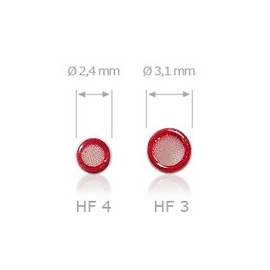 HF-3 Black Cerumen Filter for Hearing Aids (HF3 Black - Red Right Side) (Red)