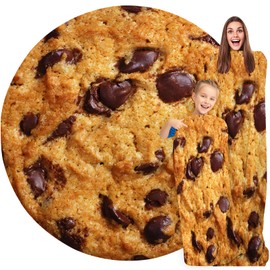GardEssere Cookie Blanket For Kids Adults Round Blanket Cozy Flannel Funny Realistic Food Throw Blankets Novelty Soft for Men Women for Bed Couch 150 CM