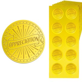 Peacoblue Goldgeprägter Aufkleber Anerkennung 3,5 cm 150 Stück, Selbstklebende Goldene Prägung für Einladung Umschlag Geschenk Karte Zertifikat Dekoration