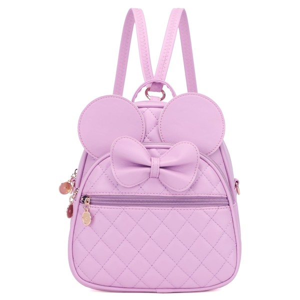 KL928 Girls Quilted Bowknot Cute Mini Backpack Small Daypacks Convertible