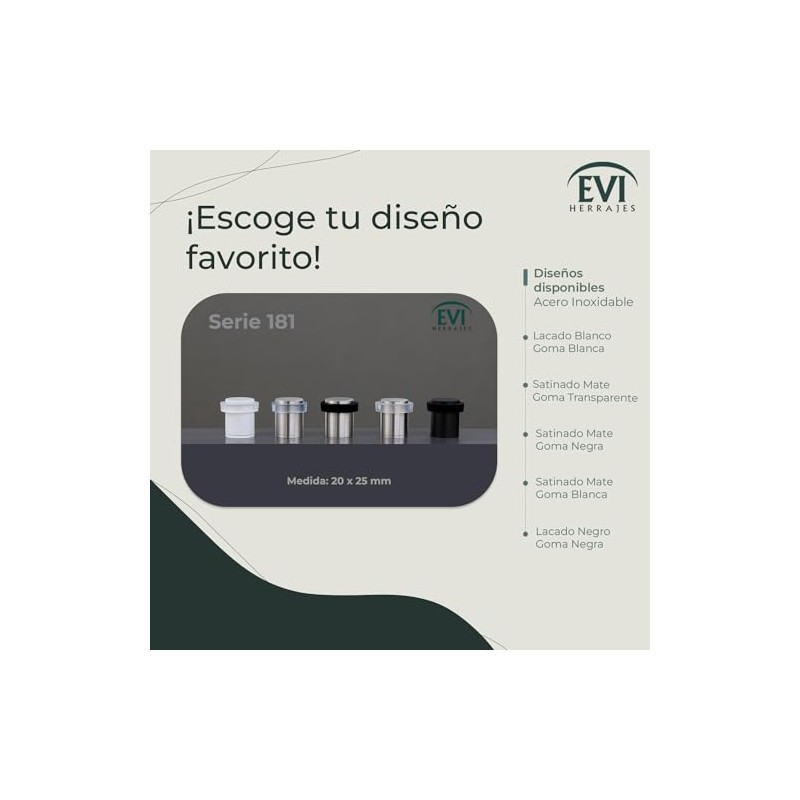 Evi Herrajes, Tope de puerta con base roscada in acero