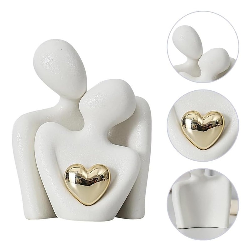 Ceramic Couple Figurine,Romantic Couple Art Decoration,Mini Couple Ceramic Statue,Modern Sculpture