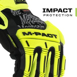 Mechanix Wear: Hi-Viz M-Pact E5 Work Gloves - Cut Resistant, Touch Capable, Impact Protection (X-Large, Fluorescent Yellow)