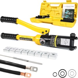 Brileine 12 Tons Hydraulic Crimping Tool with 8 Dies for 8AWG-4/0AWG Cables & Stainless Steel, Professional Battery Terminal & Wire Rope Crimper Kit with Portable Case