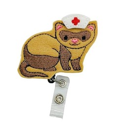 Ferret Nurse Badge Reel, Retractable Animal RN ID Holder, Veterinarian Name Tag Clip (swivel clip)