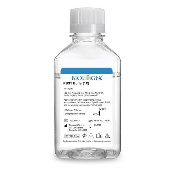 CryoKing Lab PBST Buffer, 500ml Phosphate Buffered Saline with Tween-20