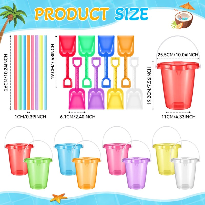 24 Pcs 86oz Colorful Drink Bucket, Colorful Plastic Summer Beverage