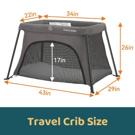 Pamo Babe Travel Crib Lightweight Baby Playard with Mattress Compact Play Yard with Detachable Legs