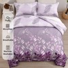 DJY Purple Comforter Set King, Botanical Leaves Comforter for King
