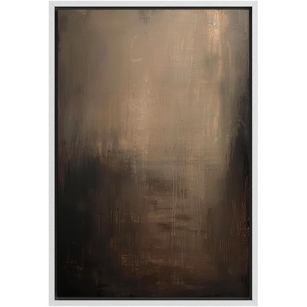 SIGNFORD Framed Canvas Print Wall Art Abstract Textured Dark Shades