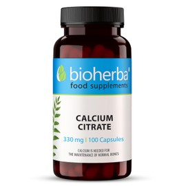 Calcium Capsules - 330 mg Calcium Citrate - 100 Capsules - High-Potency Supplement for Strong Bones and Teeth by BIOHERBA