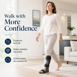AFO Drop Foot Brace for Ankle Support – Adjustable Foot Orthosis with Inflatable Airbag for Walking Comfort