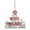 Christmas Wooden Merry Christmas Hanging Sign with Reindeer and Snowflake