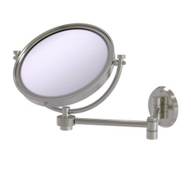 Allied Brass WM-6G/3X-SN 8 Inch Wall Mounted Extending 3X Magnification with Groovy Accent Make-Up Mirror, Satin Nickel