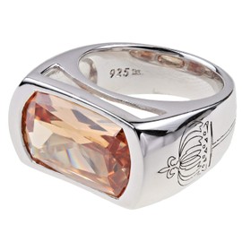 Pompöös Harald Glöckler Ring for Women 925 Silver Rhodium-Plated Zirconia Cognac, Genuine hallmarked 925 sterling silver, Cubic Zirconia