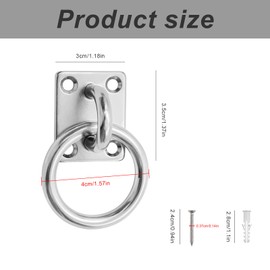 FINELYCR 4 Pieces Eye Plate Stainless Steel 0.5 mm Eyelet Tie Ring Horse Square Eye Plate with Ring with 16 Pieces Screws and Expansion Tube for Stables Ships Machines