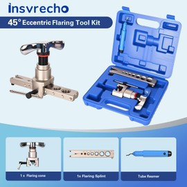 Insvrecho Eccentric Flaring Tool Kit 45° Single Flare Tool for 3/16 to 3/4 Inch O.D. Copper Aluminum Thin Steel Tubings 7 Dies Sizes HVAC