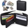Huztencor Zipper Wallet Men Leather RFID Blocking Wallets for Men