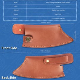 XYJ Leather Sheath for 6 Inch Chef Knife Edge Guards Blade Protector Cleaver Knives Cover with Loop Belt for Outdoor Camping