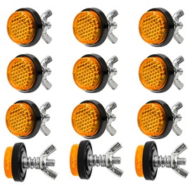 12 Pcs Reflector Motorcycle License Plate Bolts and Nuts, 0.98inch Round Reflector Bolts, M5 Nuts Screws, License Plate Fastener Nut for Motorcycle Bicycle Car (Orange)