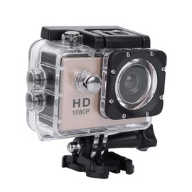 HD 1080P Sports Camera,30m Waterproof 140° Wide Angle Action Camcorder with 2in TFT LCD HD Screen,Single Shoot and Snapshoot Function(Gold)