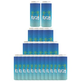 Beach Theme Can Cooler Sleeve Summer Vibes Vacay 24-Pack Ultra Slim Can Drink Thermocoolers Party Pack