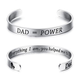KALVICA Men's Father's Day Gift, Stainless Steel Bracelet with Lettering, Gift for Dad and Men, Pack of 2, Stainless Steel
