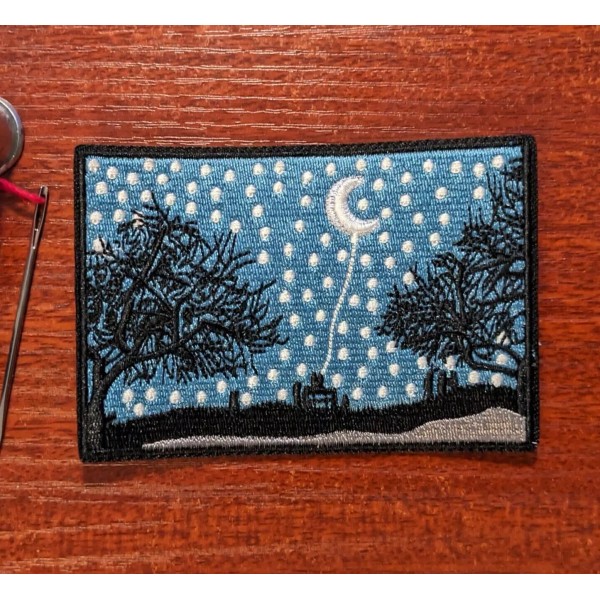 Unbranded Nature Patch Moon Light Starry Night Country Field Embroidered
