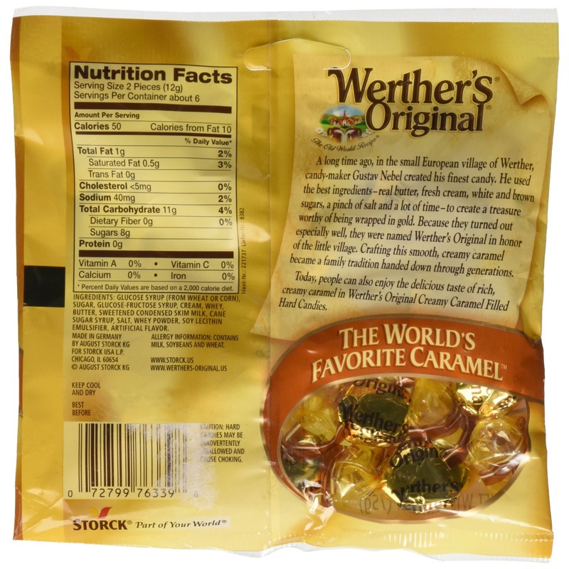 Werther's Original Creamy Caramel Filled Hard Candies (2.65oz) Single Pack