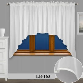 FKL DESIGN Home Deco Beautiful Ready-Made Curtain Window Curtain with Ruffle Tape Voile Curtain with Pleated Tape Ruffle Tape Store Bow Short Modern White 150 x 300 cm LB-163