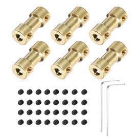 QUARKZMAN 6 Pieces 4 mm to 4 mm Brass Shaft Coupling Connector with Screws and Hex Key Flexible Motor Shaft Coupling for Car Tyre Shaft Motor