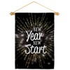 New Year Start Garden Flag Set Wood Dowel Clock Countdown