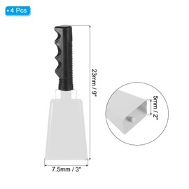 PATIKIL 9inch Cow Bells for Football Games, 4pcs Cowbells for Sporting Events Bulk Loud Noise Makers Metal Cow Bell with Handle for Cheering Competition Marathon Wedding DIY Paint, White